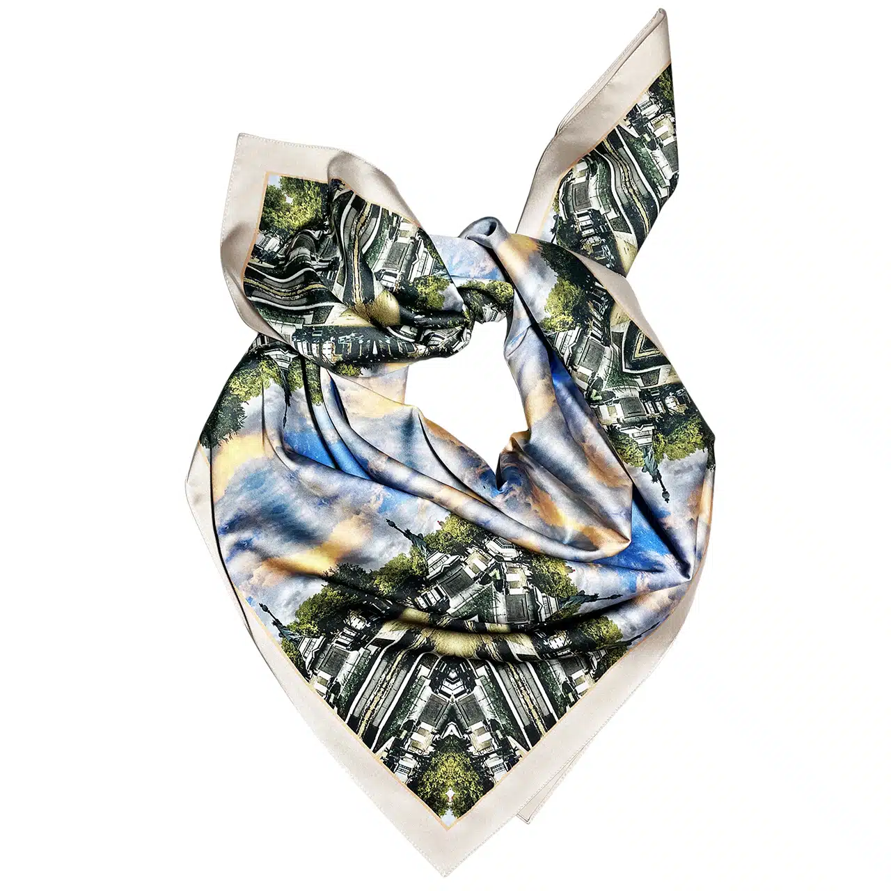 Créatrice de foulards uniques en soie de la marque Dvoira avec des motifs architecturaux rappelant les kaléidoscopes. Les dessins sont basés sur mes photographies de l'architecture de Poitiers, Chauvigny, Paris et d'autres villes françaises.