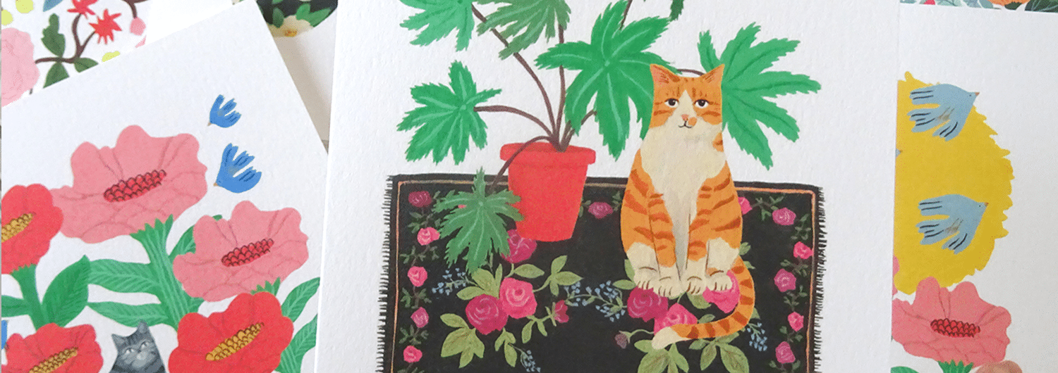 Virginie Cognet, illustratrice. Je propose une gamme de papeterie poétique et colorée, réalisée à Saintes