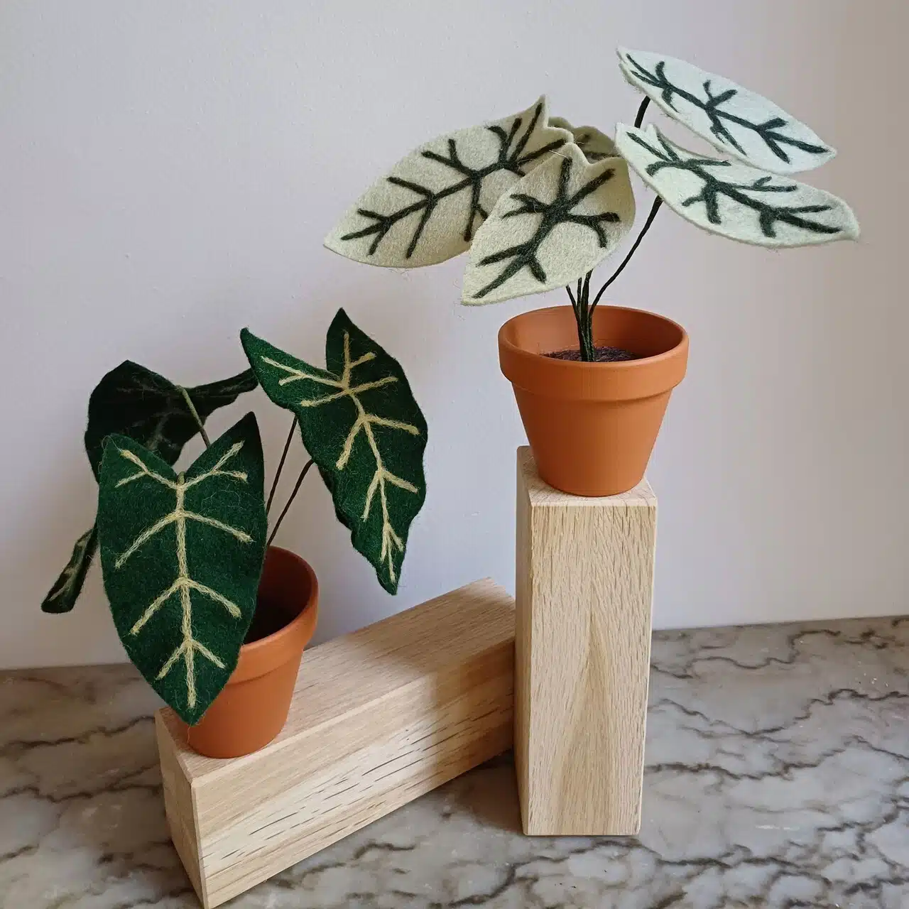 Créatrice d’objets de décoration en laine, je réalise des plantes et bouquets en feutrine et laine cardée