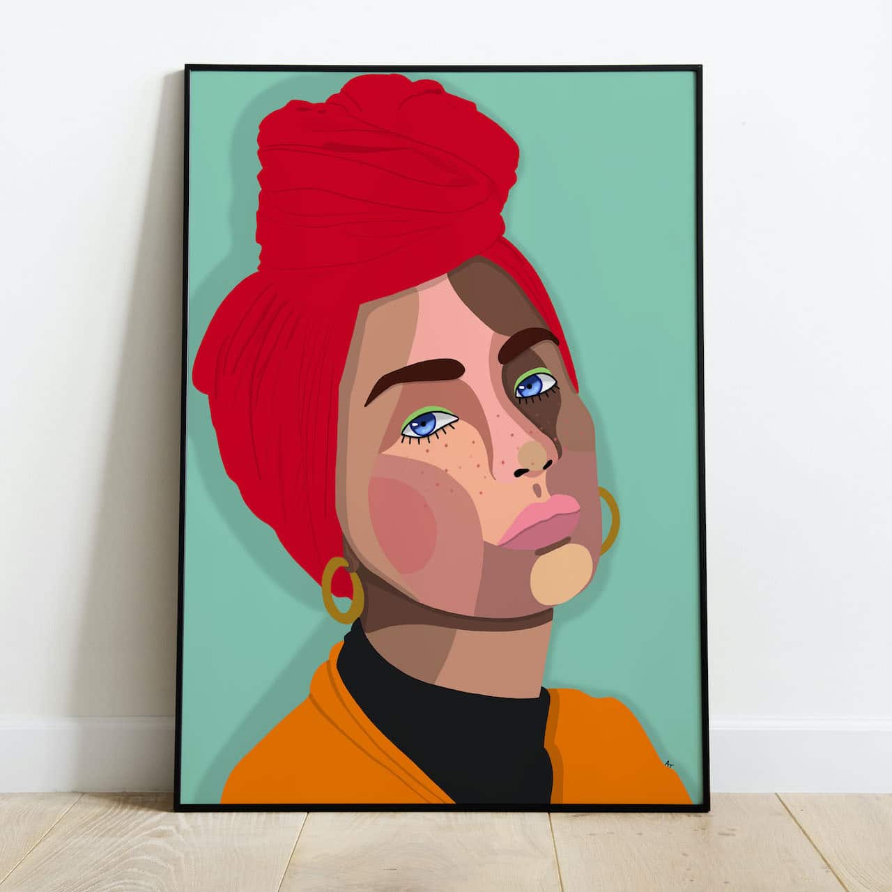 Portrait de femme avec un foulard sur la tête