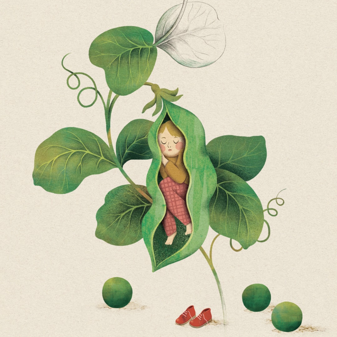 Illustration poétique d'un petit pois